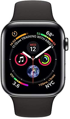 Apple Watch Series 4 (GPS + Cellulare, 44MM) - Case Nero Siderale in Acciaio Inossidabile con Cinturino Sport Nero (Ricondizionato)