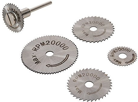 6 Piece Rotary Tool Saw Disc Set – Metal Brass Copper Pipe Wood Plastic Circular Cutting Blade Kit – 22mm | 25mm | 32mm | 35mm | 44mm & Mandrel for Rotary Hobby & Multi Tools