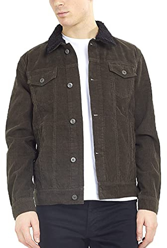 BRAVE SOUL Mens Corduroy Jacket Button-Up Casual Jacket with Soft Cotton Fabric Classic Collar Outerwear Jacket for Men, S to 2XL