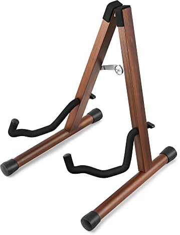 Donner Gitarrenständer Holz, guitar stand für Akustikgitarren, E-Gitarren, Bass, Banjo,Ukulele A-Frame aus massivem Akazienholz Gitarren Ständer (DS-3)