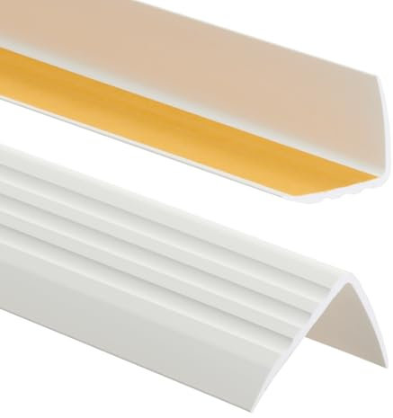 ProfiPVC Perfil de PVC autoadhesivo de borde para escaleras 50mm x 40mm en Forma de L, Tiras antideslizantes para peldaños, Esquina para cantos - Cantonera Protector, 180cm, Blanco