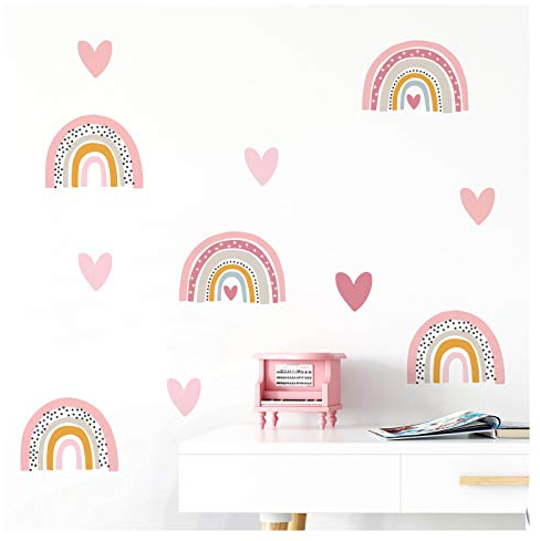 Little Deco Wandtattoo viele Regenbogen mit Herzchen I Wandbild 200 x 104 cm (BxH) I Wandaufkleber Sticker Mädchen Wandsticker Herz Kinderzimmer Deko Aufkleber Baby DL486