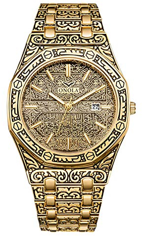 rorios Retro Herren Uhren Mode Analog Quarz Armbanduhren mit Kalender Edelstahlband Graviert Männer Armbanduhr