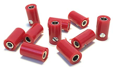 BELI-BECO 61/6 Kupplung für Querlochstecker - Miniatur-Bananenstecker mit Stift-Ø: 2,6mm - 10 Stück (Rot)