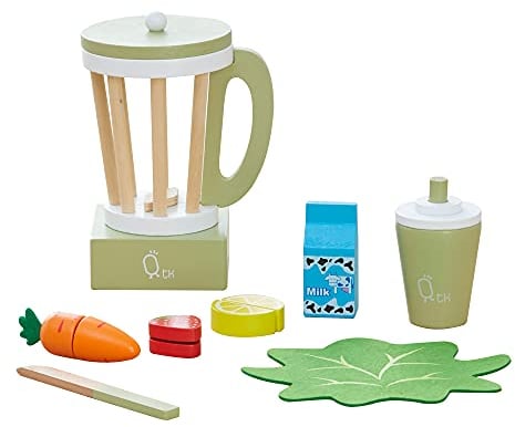 Teamson Kids Wooden Blender Toy Play Kitchen Accessories 13 Pc Green TK-W00008