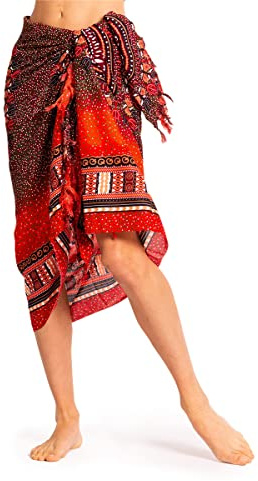 PANASIAM Sarong Tuch - Gr. L-XXL Pareo Tuch Maoi - für Damen & Herren | Lunghi, weiche Viskose, als leichter Strandrock, Wickelkleid, Strandtuch oder Bikini Cover-up, farbechtes Print Design