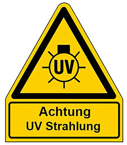 Aufkleber Warnzeichen „Achtung UV-Strahlung Kombi Folie nach ISO 7010 | Größen wählbar Made in Germany, Größe: 210x245 mm