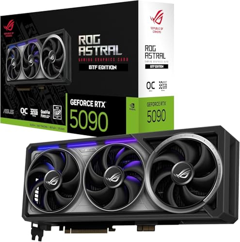 ASUS ROG ASTRAL RTX5090 BTF OC, Scheda Grafica 32 GB GDDR7 NVIDIA GeForce | 512 bit, PCIe 5.0, HDMI 2.1, DisplayPort 2.1, Axial Tech, Software GPU Tweak III, Nera, ROG-ASTRAL-RTX5090-O32G-BTF-GAMING