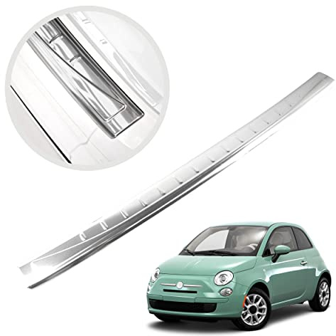 CHROMEMASTER | Ladekantenschutz Stoßstangenschutz | Kompatibel mit Fiat 500 500C 2007-2015; Edelstahl Poliert/Chrom; Unsere Lackschutzleiste Sichert den Heckstoßfänger vor Kratzern Und Beschädigung ab