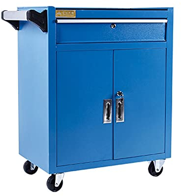 Rollende Werkzeugkiste Hochleistungsstahl Mobiler Wagen Werkzeugschrank mit Rädern und Großer Vorratsschrank, Perfekt Werkzeug-Organizer für Mechanik und Hausgarage, Rot (Color : Blue)