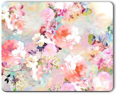 Atufsuat Mouse Pad, Floral Theme Anti-Slip Rubber Gaming Mouse Pads for Laptop & Computer, Cute Customized Mousepad for Women Girls, Square Office Mouse Mat Desk Decor, 10.2 x 8.7, Pink Flowers
