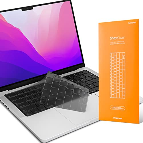 UPPERCASE GhostCover Premium Ultra Thin Keyboard Protector, EU (ISO) Keyboard Layout, Compatible with MacBook Pro 14 16 (M1/M2/M3/M4 Pro/Max 2021-2024) and Air 13 15 (M2/M3/M4), Tinted