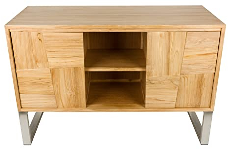 wohnfreuden Waschtisch-Unterschrank 120 cm für Aufsatzwaschbecken Waschbecken-Unterschrank Teakholz Bad-Schrank Savanna