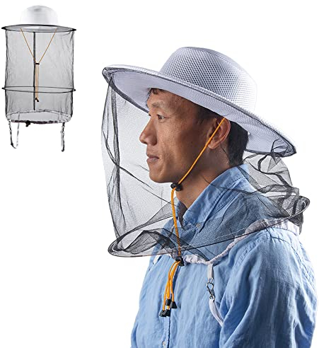 ZffXH Imkerhut, Imkerhut mit Schleier, Hut mit Moskitonetz, Professionelle Imkerschutzkappe für Männer und Frauen, Moskito-Kopfnetz, Hüte, Bienenkeeper, Schleierhaube
