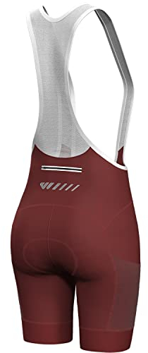 Lo.gas Fahrradhose Damen Gepolstert Mit TräGer Fahrrad TräGerhose Damen Bib Shorts Fahrradhose Schnell Trocknende StoßFeste Fahrradunterhose Mit 4d Polster Tasche Burgund XXL