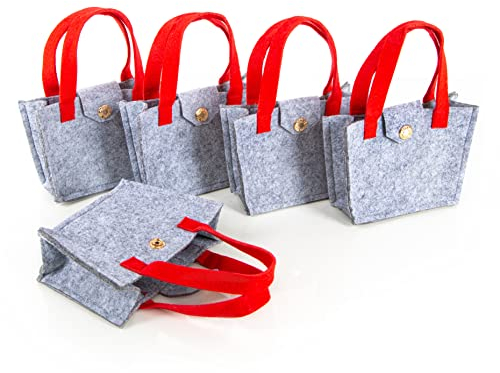 Logbuch-Verlag 5 kleine Ostern Geschenktaschen Körbchen mit Verschluss aus Filz - Verpackung für Kunden Mitarbeiter Geschenke 15 x 11 x 6 cm