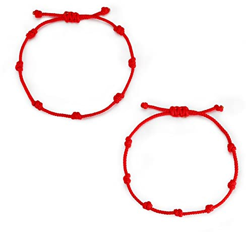 JENDEAR SHINE 7 Knoten Armband Rotes Kabbalah Armband Rotes Seil Amulett Schutz Viel Glück für Damen Herren Paare Mutter Tochter