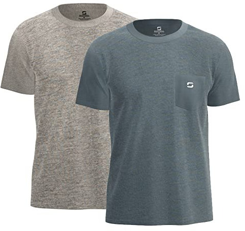 SHOHELL Pocket T Shirts for Men - Cotton Men's T-Shirts, Multipack, Heater Gray/Gray Melange - 2 Pack, XXL