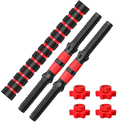Dumbbell-Handle-Set-0.94inch-Wide-Dumbbell-Bars, Durable Threaded 13.77in Long Barbell Handles Adjustable Weightlifting Accessories Set for 1inch Wide Weight Plates Training Sport Workout Gym