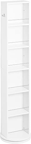 kleankin Badezimmer-Hilfsschrank Badezimmerschrank 6-stufig schwenkbar Badezimmerschrank mit Spiegel in voller Länge für Schlafzimmer Badezimmer 36x36x171 cm Weiß