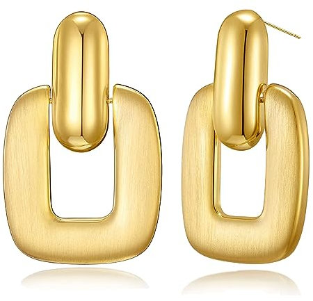Viereckig Ohrringe Hängend Chunky Gold Hoop Earrings 925 Creolen Damen, Vergoldet Zirkonia Geometrische Doppelter Kreis Modeschmuck, Double Circle Ohrringe Hochzeitsgeschenke Für Damen