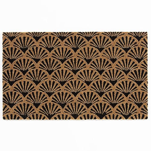 Rugs & More Premium Coir Doormats Outdoor - Robust Coconut Fibre Door Mat for Front or Back Entrance - Multiple Styles for Welcoming Home Decor (45 x 65 cm - Scalloped Deco)