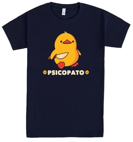 Pampling Camiseta de Manga Corta, 100% Algodón, Ropa Unisex para Hombres y Mujeres en 5 Tallas, Camiseta Azul, Modelo Psicopato (S)