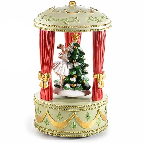 Gruppo Maruccia - Decorazione Natalizia con Movimento e Suoni - Carillon Natalizio con Ballerina e Albero - Idea Regalo