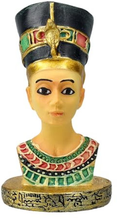 Figuren Shop GmbH Nofretete Mini-Büste - Handbemalte Kunststein Skulptur, 5,5x3x3 cm - Eindrucksvolles Sammlerstück