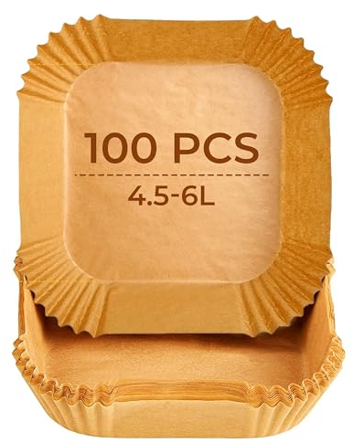 Papel freidora aire - Accesorios freidora de aire - Moldes para freidora de aire -Papel para freidora de aire -Accesorios cocina -Accesorios freidora sin aceite -Air fryer accesorios - 100pz 20x20x6cm