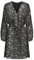 ONLY Mini Blusen Kleid Langarm Mesh Tunika Print Dress Oberschenkellang mit Geknöpftem V-Neck ONLCERA, Farben:Braun-2, Größe:S