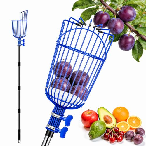Ginbel Direct Obstpflückerstange mit Korb, verstellbares Obstwerkzeug für Apfel, Avocado, Kirsche, Zitrusfrüchte, Zitrone, Orange, Pfirsich (101,6–254 cm)