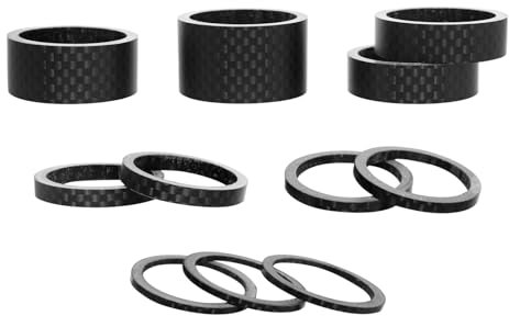 ZTZ Headset-Abstandshalter für 3,8 cm Gabelschaft – Aluminium-Kohlefaser-Unterlegscheiben-Set (20, 15, 10, 5, 3, 2 mm) Fahrrad-Gewindelose, ultraleichte Abstandshalter, kompatibel mit MTB, Straße,