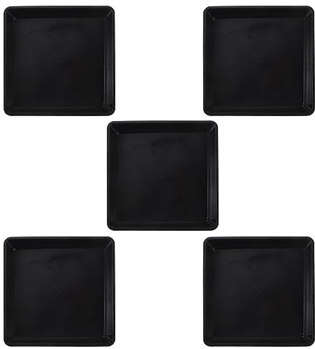 ERICAT 5pcs Plant Saucers Square Plastic Plant Pot Saucer Drip Tray Flower Pot Tray Flower Plant Container Pallets for Indoor Outdoor Garden No Holes 18X18CM/6