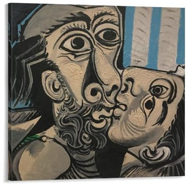 YOOSONG The Kiss Pablo Ruiz Picasso Maler-Poster, Gemälde auf Leinwand, Wandkunst, Poster, Rollbild, Wanddekoration, Heimposter, 70 x 70 cm