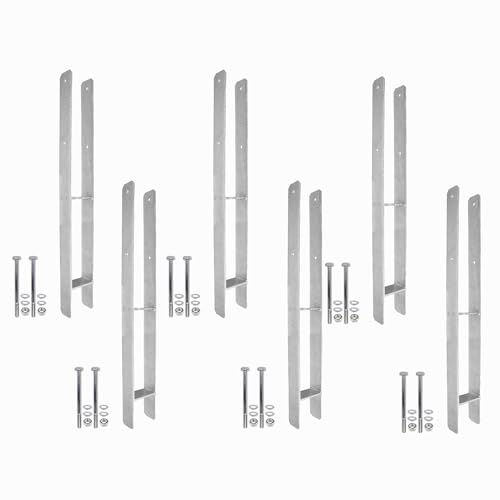 1 Set bestehend aus 6 H-Pfostenträger feuerverzinkt, extra lang, 6 mm / 800 mm für 90 mm Pfosten, inkl. Befestigungsset