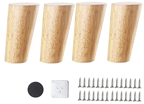 Möbelersatzbeine , Set Aus 4 Holzmöbel Beine Holzsofa Beine Schrank Füße Schräg Verjüngter Sofa Ersatzbeine Für Sofa -Tv -Schrankbett Esstisch/Tilt/10Cm/3.9In