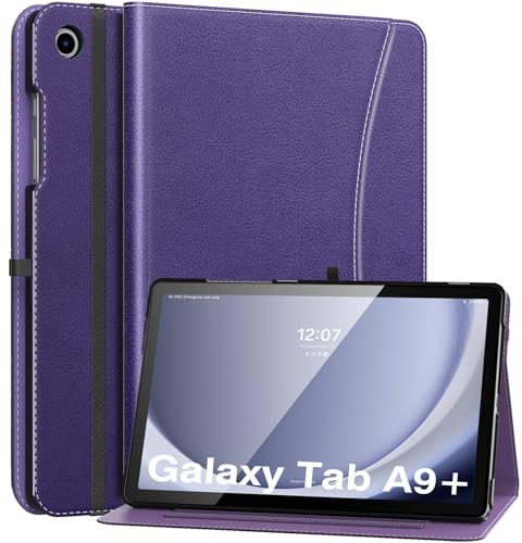MoKo Custodia per Samsung Galaxy Tab A9 Plus 11 Pollici 2023 SM-X210/SM-X216/SM-X218, Multi-Angolo Custodia Galaxy Tab A9+ con Cinghia a Mano Tasca Frontale Auto Sveglia/Sonno, Viola Porpora