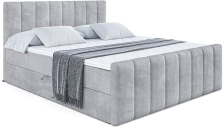 ALTDECOR Boxbett mit H3-Matratze Fußteil OTTA-Z - 120x200 - Grau