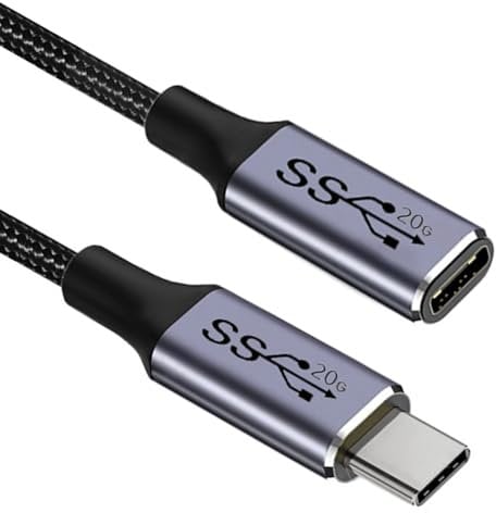 USB C Extension Cable Male to Female USB C to USB C 3.2 Extender Lead 1M PD 100W/5A Fast Charging, 20Gbps Data and 4K@60Hz Video Audio Data Transfer for USB C Hub/MacBook/iPad Pro