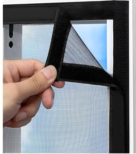 Katzennetz Fenster für Balkon Ohne Bohren Edelstahl, Katzensichere Fliegengitter mit Klettband Selbstklebend, Katzensichere Fliegengitter Fliegennetz Fenster Transparent Langlebig Robust(60x95cm)