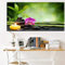 AWKFHF Orchidée Zen Spa Pierre Bambou Feng Shui Tableau Décoration Murale,Toile Peinture Affiche Chambre Salon Décoration (57X100CM,sans Cadre)
