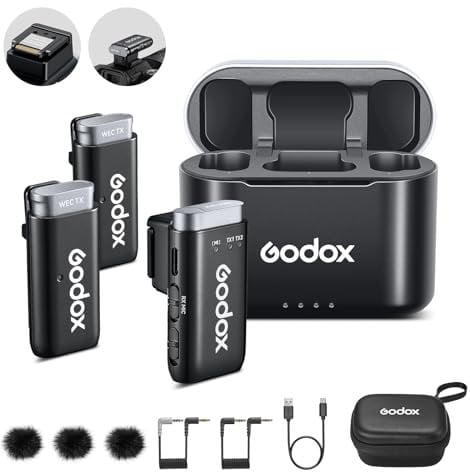 Godox WEC-S Kit2 2.4G microfono wireless con riduzione del rumore compatibile con fotocamere Sony, 1 ricevitore, 2 trasmettitori Mi Hot Shot Microfoni