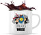 Planetee Tasse métallique Super Boss | Mug Émaillé Métal Timbale Camping et Randonnée Métier Collègue Cadeau Travail Boulot Départ Retraite