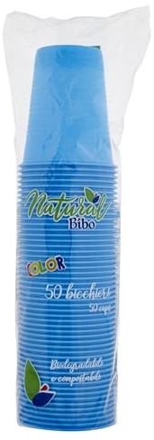 Maury's Articoli Bio Stoviglie pe Festa Colorate, Piatti Bicchieri e Forchette Ideali per Compleanni, Feste, Party, aperitivi e Eventi (AZZURRO BIC. 50pz)