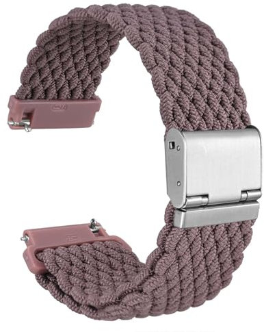 WOCCI 20mm Gewebtes Nylon Uhrenarmband für Damen und Herren, Schnellverschluss, Verstellbare Silberne Schnalle (Woodrose)