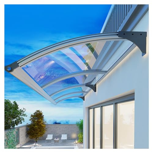 Türvordach,Wetterfeste Türvordach,Pultbogenvordach,Überdachung Haustür aus Aluminium und Polycarbonat,UV-Schutz Vordach Haustür Überdachung,Schlagfest Haustürvordach(150x360cm/59x142in)