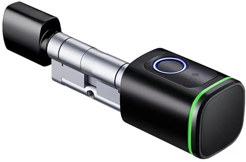 Euro Profile Lock Body Compatible Electronic Cylinder, App Remote Unlock, Waterproof, Easy Replacement and Installation Keyless Fingerprint Smart Key Door Lock for Glass Door(Black,A45-B45)