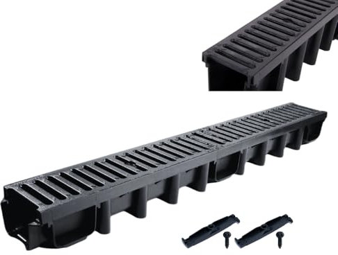 Entwässerungsrinne Bodenrinne Regenrinne Terrassenrinne Hofablauf 98 mm (Gusseisen bis 25t - 1 Meter)
