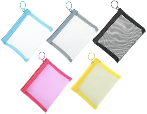 YUXIANLB 5 Stück Mini Reißverschluss-Netztaschen, Bunte Kleine Schminktasche für die Handtasche, wasserdichte Reise-Kosmetiktaschen Netz-Reißverschlusstasche für Lippenstift-Organizer
